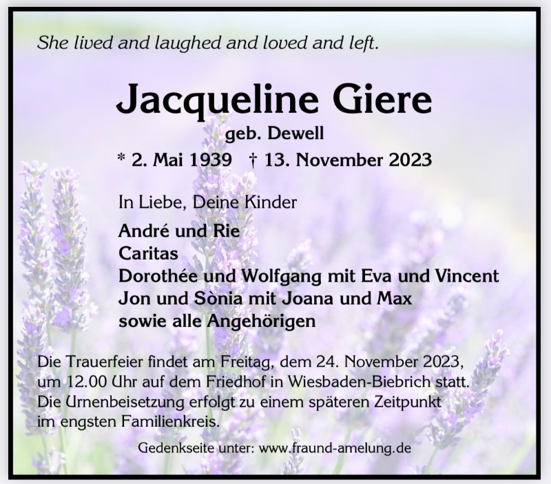 Erinnerungsbild für Jacqueline Giere