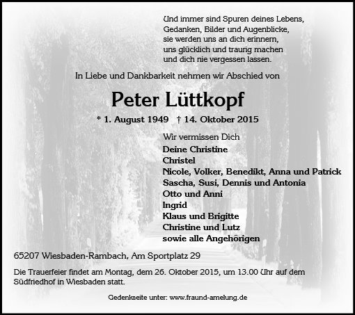 Erinnerungsbild für Peter Lüttkopf